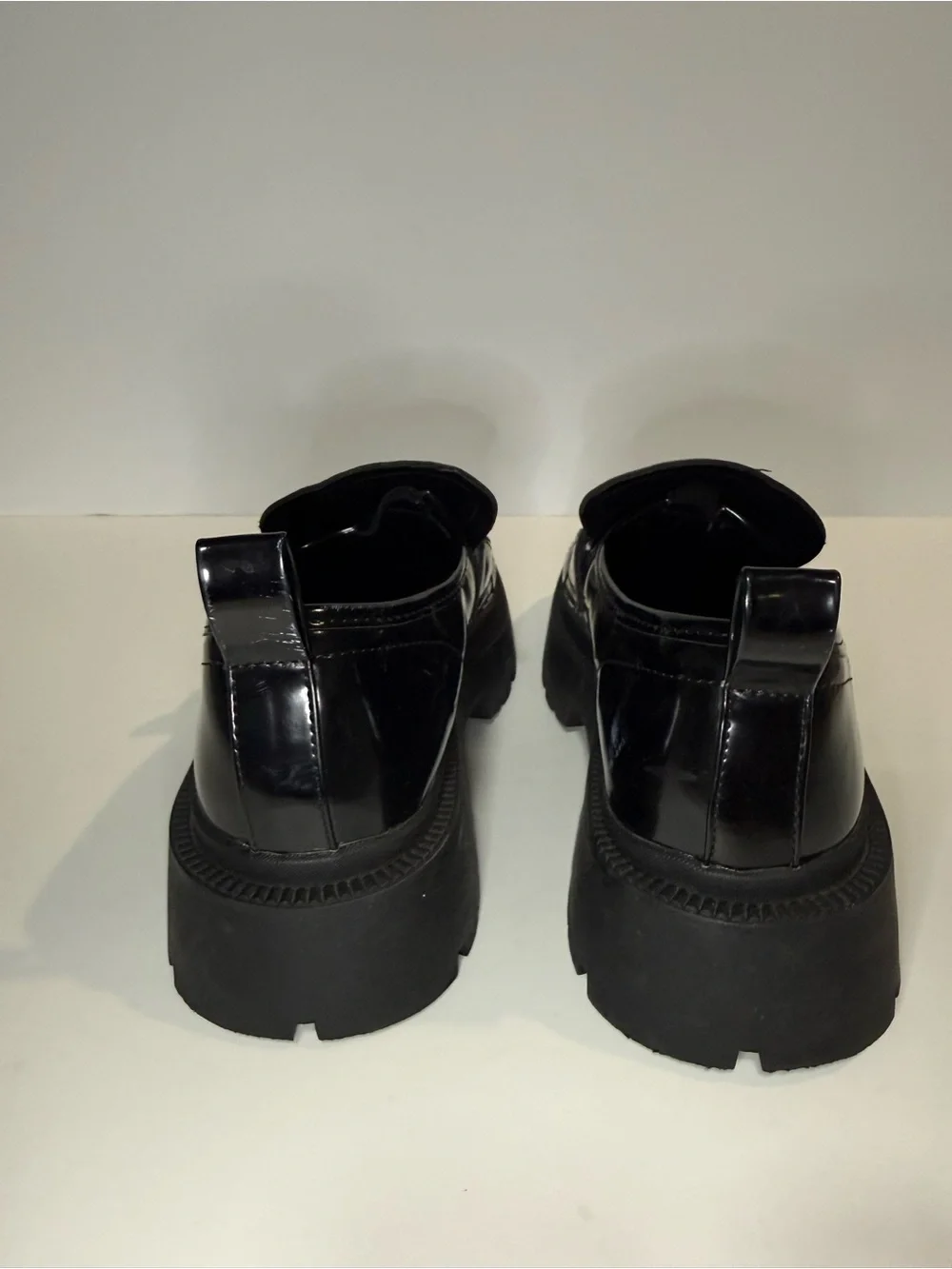 Madden Girl Black Patent Lug Sole Loafers with Metal Bit - Picture 8 of 9